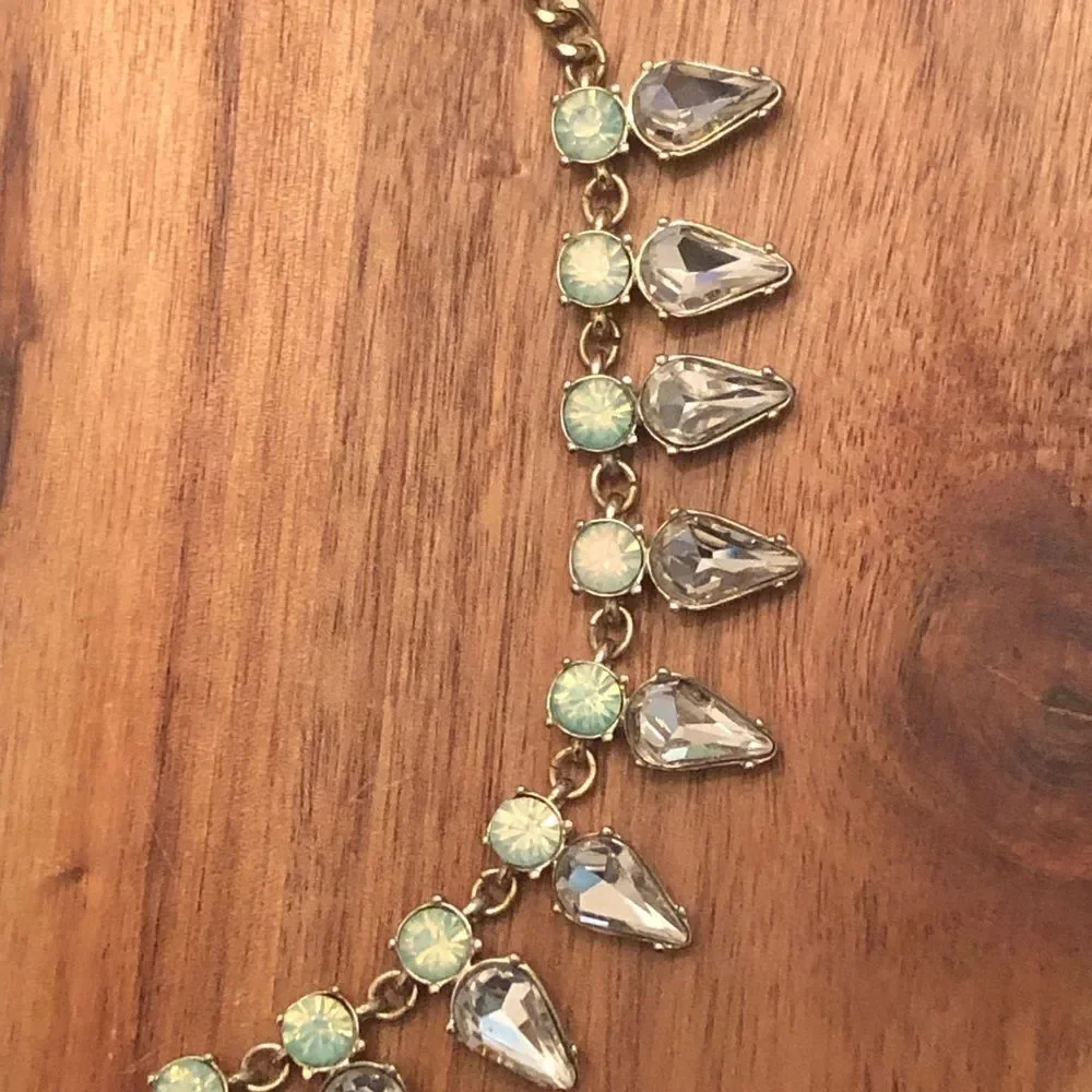 bella jack | Mint Green Rhinestone Statement Necklace | 19” Adjustable - Picture 3 of 5